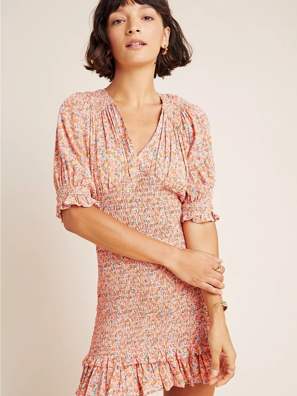 Margherita Mini Dress - Floral Puff-Sleeve
